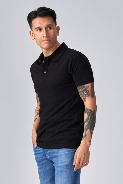 Muscle Polo Shirt - Black - TeeShoppen Group™ - T-shirt - TeeShoppen