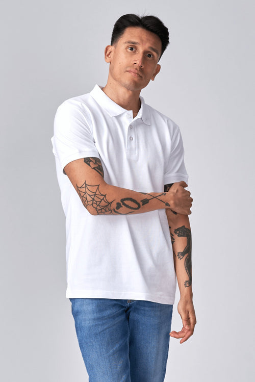 Oversized Polo - White - TeeShoppen Group™ - T-shirt - TeeShoppen