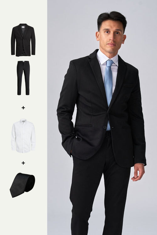 The Original Performance Suit™️ (Black) + Shirt & Tie - Package Deal - TeeShoppen Group™ - Suit - TeeShoppen