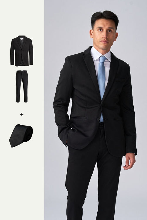 The Original Performance Suit™️ (Black) + Tie - Package Deal (V.I.P) - TeeShoppen Group™ - Suit - TeeShoppen