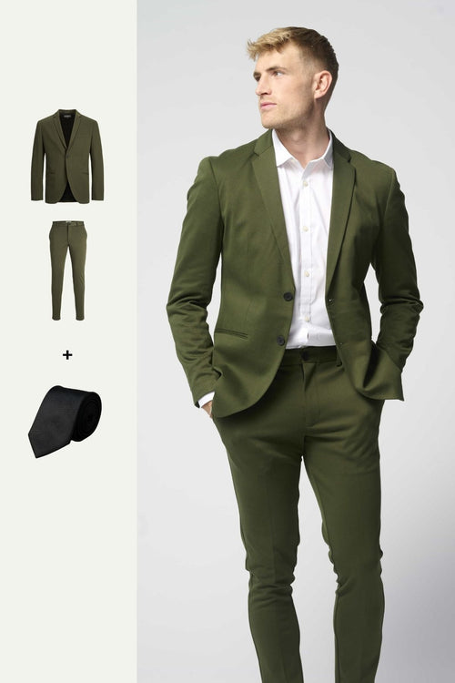 The Original Performance Suit™️ (Dark Green) + Tie - Package Deal - TeeShoppen Group™ - Suit - TeeShoppen