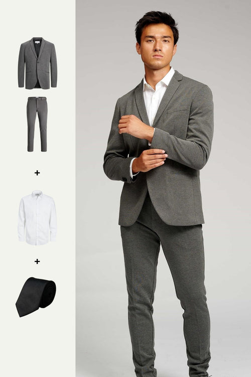 The Original Performance Suit™️ (Dark Grey) + Shirt & Tie - Package Deal - TeeShoppen Group™ - Suit - TeeShoppen