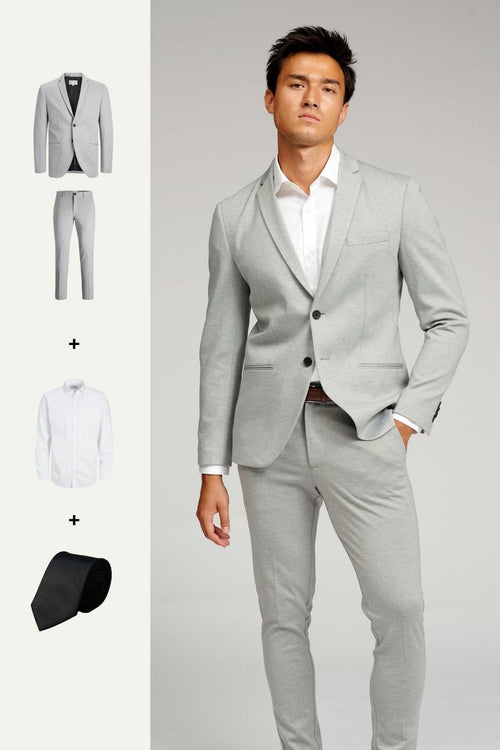 The Original Performance Suit™️ (Light Grey) + Shirt & Tie - Package Deal - TeeShoppen Group™ - Suit - TeeShoppen