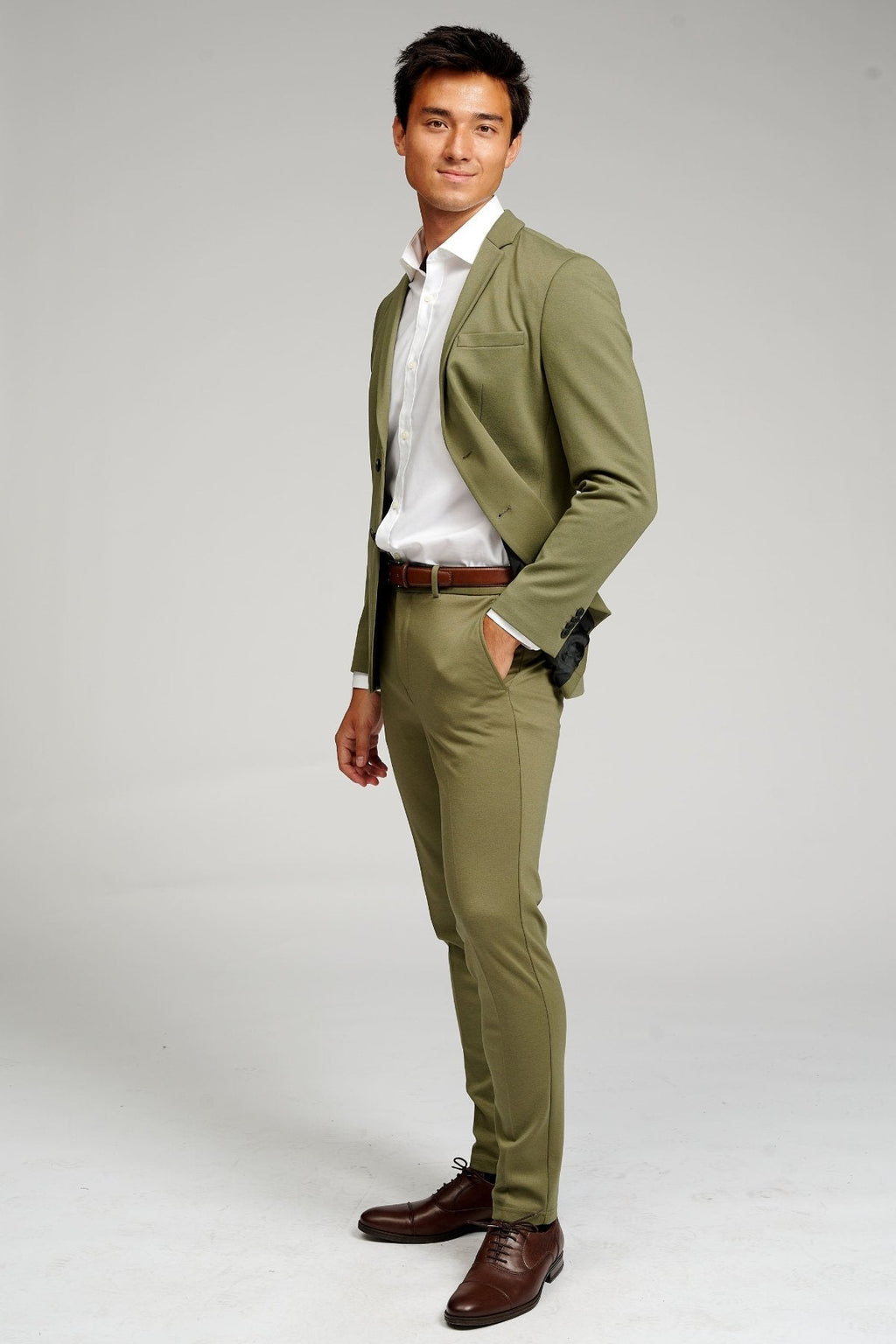 The Original Performance Suit™️ (Olive) + Shirt & Tie - Package Deal