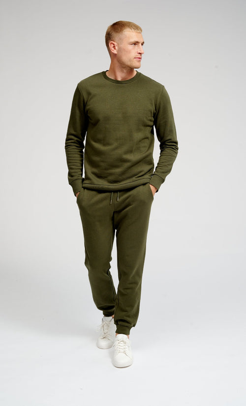 Basic Sweatsuit with Crewneck (Dark Green) - Package Deal - TeeShoppen Group™ - Sweatsuit - TeeShoppen