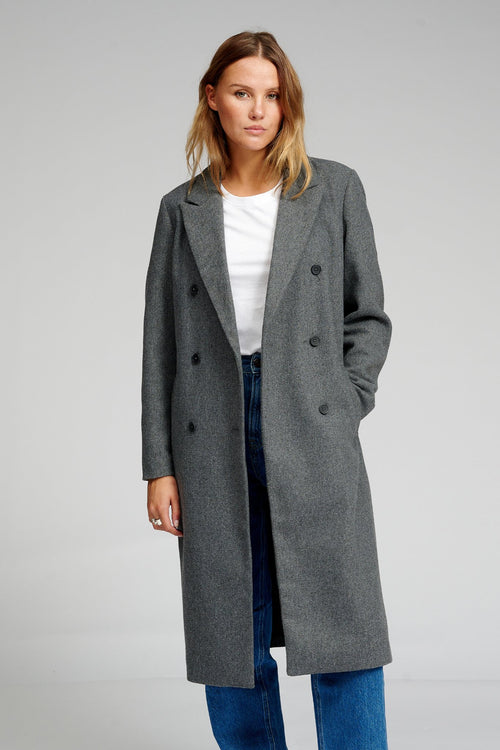 Classic Wool Coat - Dark Grey Melange - TeeShoppen Group™ - Jacket - TeeShoppen