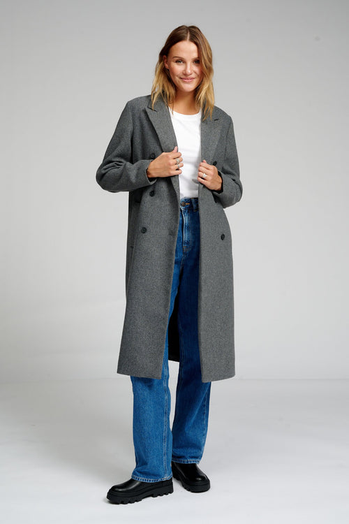 Classic Wool Coat - Dark Grey Melange - TeeShoppen Group™ - Jacket - TeeShoppen