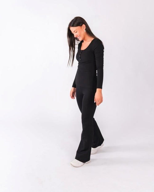 Fever Flared Pants - Black (with width) - TeeShoppen Group™ - Pants - ONLY