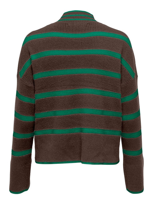 Highneck Pullover - Hot Fudge/Green - TeeShoppen Group™ - Knitwear - ONLY