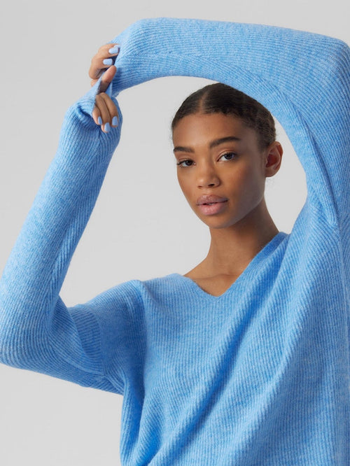 Josefine V-halset Strik - Little Boy Blue - TeeShoppen Group™ - Knitwear - Vero Moda