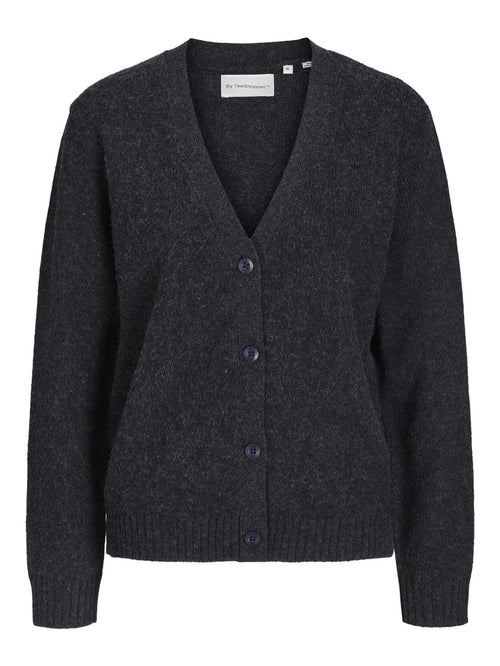 Knitted Cardigan - Dark Grey Melange - TeeShoppen Group™ - Knitwear - TeeShoppen