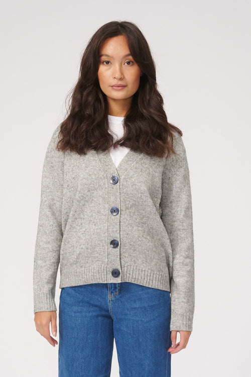 Knitted Cardigan - Light Grey Melange - TeeShoppen Group™ - Knitwear - TeeShoppen