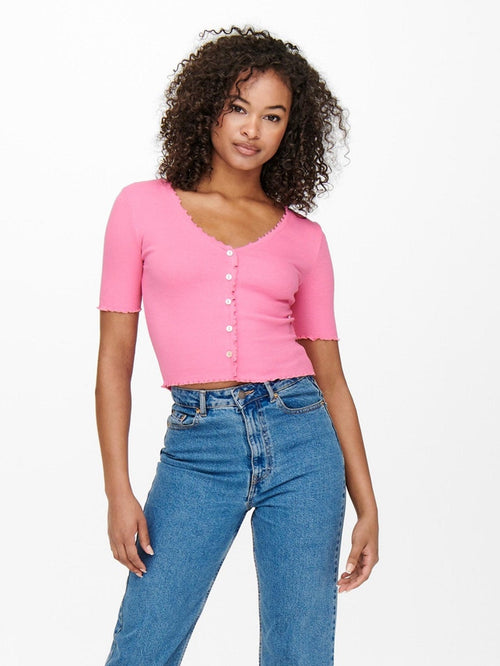 Laila Button Top - Sachet Pink - TeeShoppen Group™ - T-shirt - ONLY