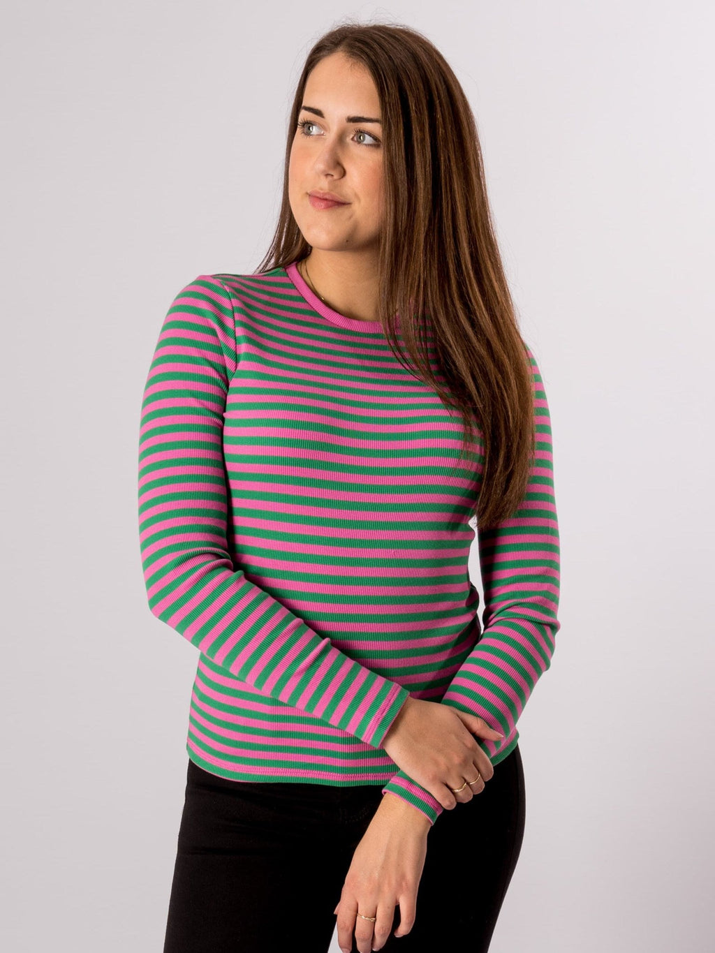Line Long Sleeve Pullover - Super Pink/Jelly Bean