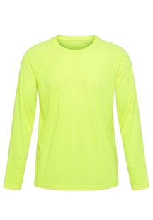 Langarmes Trainings-T-Shirt-Neongelb