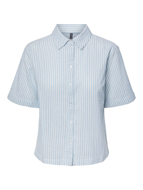 Lorna Short Sleeve Skjorte - Airy Blue - TeeShoppen Group™ - Formal Shirts & Blouses - PIECES