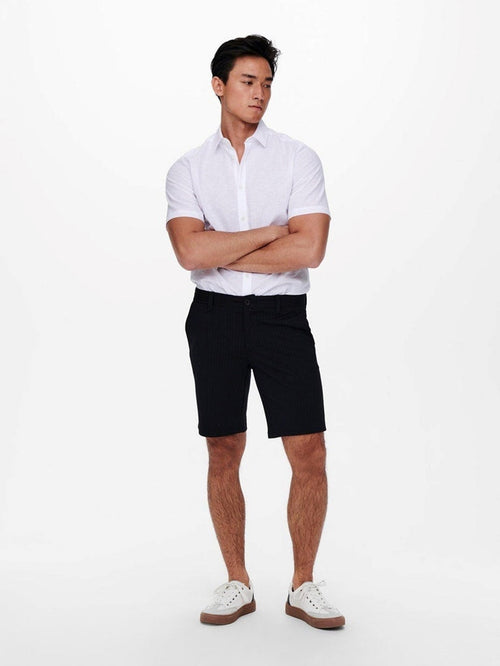 Mark shorts stripe - Black - TeeShoppen Group™ - Shorts - Only & Sons