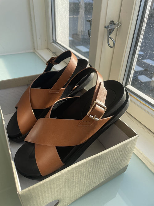Minnie Slingback Sandal - Cognac - TeeShoppen Group™ - Shoes - ONLY
