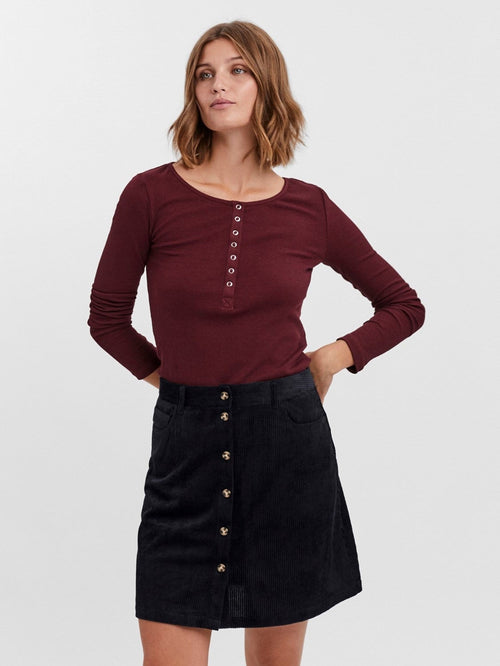 Natasha Placket Sweater - Burgundy - TeeShoppen Group™ - T-shirt - Vero Moda