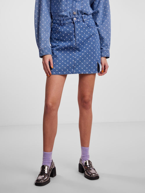 Nursel High-Waist Nederdel - Medium Blue Denim - TeeShoppen Group™ - Skirt - PIECES
