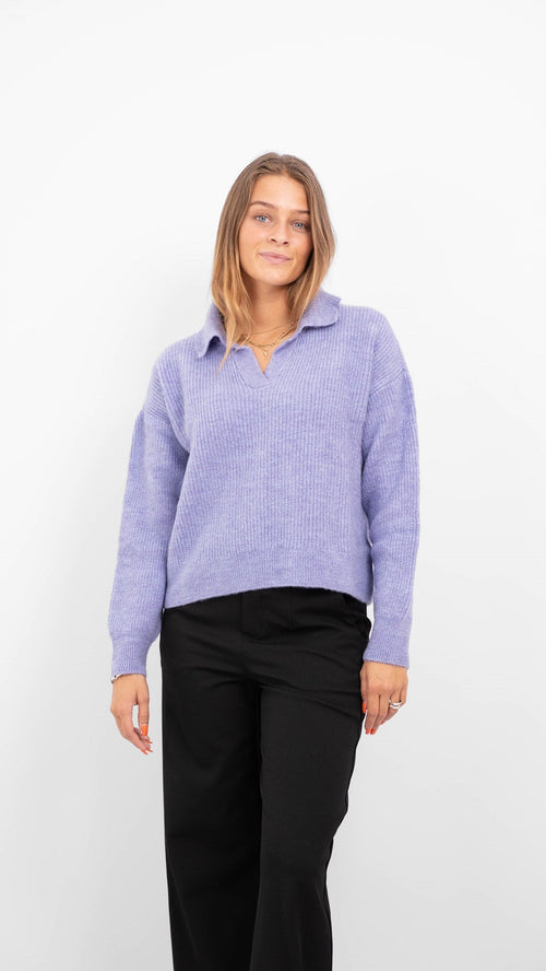 Olina Collar Bluse - Jacaranda - TeeShoppen Group™ - Knitwear - Vero Moda