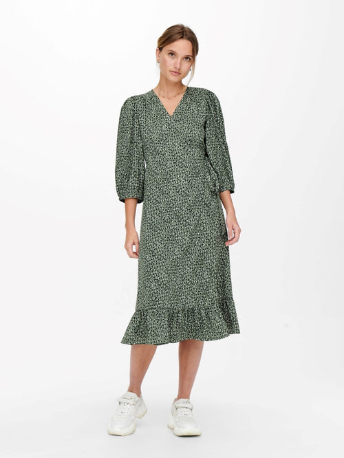 Olivia 3/4 Wrap Midi Dress - Balsam Green - TeeShoppen Group™ - Dress - ONLY
