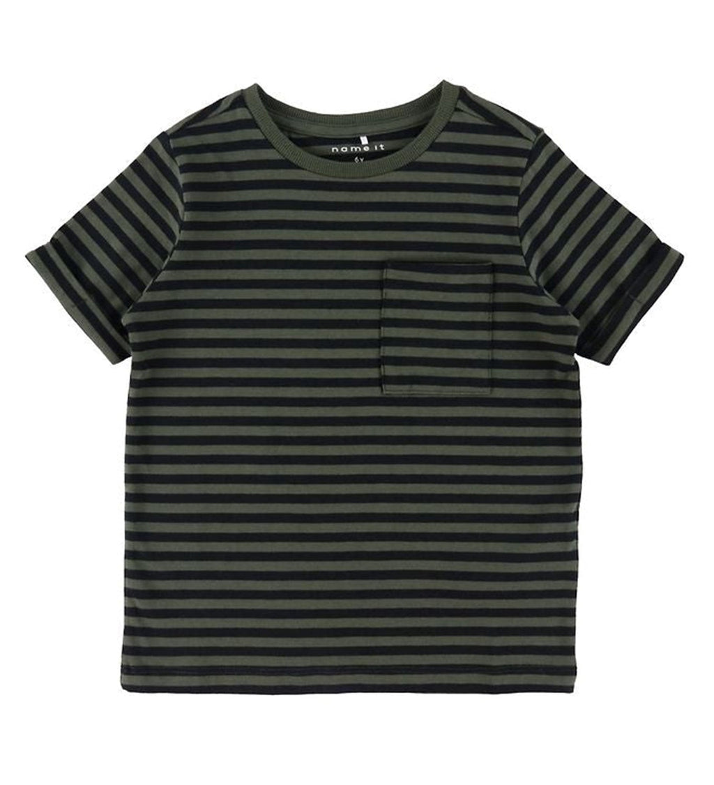 Striped T -Shirt in Bio -Baumwolle - schwarz