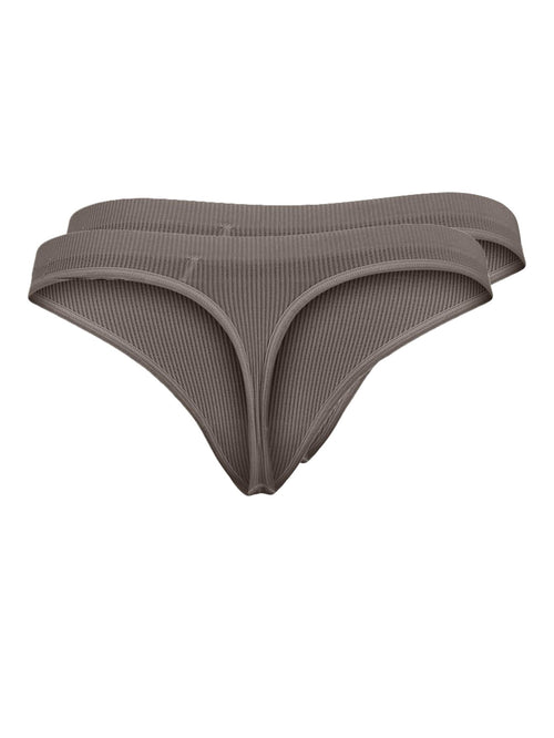 Symmi Rib Thong 2-Pack - Falcon - TeeShoppen Group™ - Underwear - PIECES