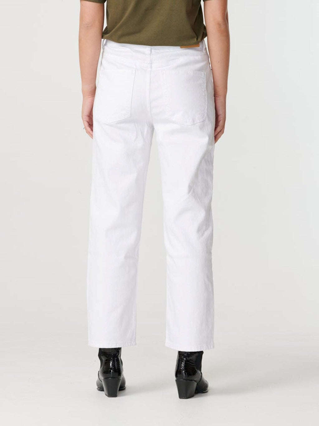 Breite Jeans mit hoher Taisten - Weiß
