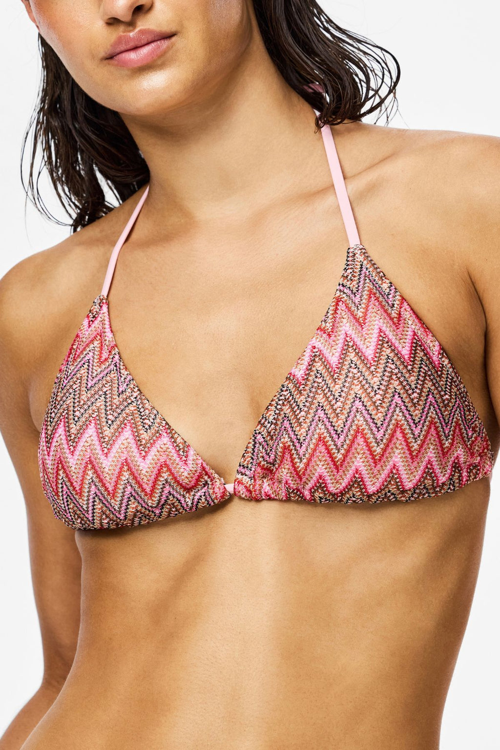 Ada Bikini-Strick-Triangel-Oberteil – Rose Shadow – Jacquard-Muster