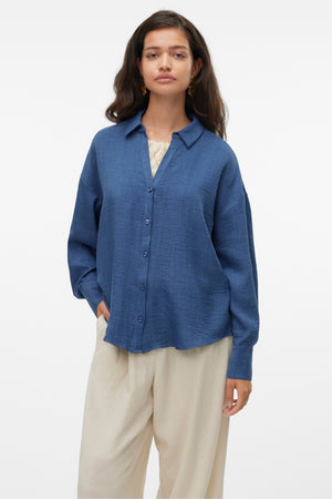 Melaney Queeny Hemd – Dark Denim Melange