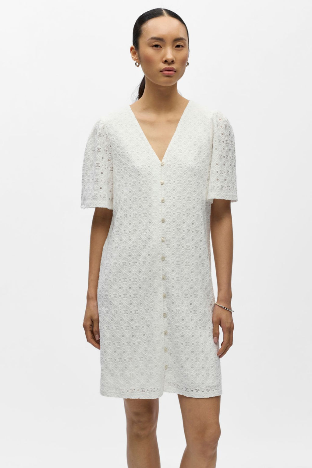 Laila Kleid mit V-Ausschnitt – Cloud Dancer