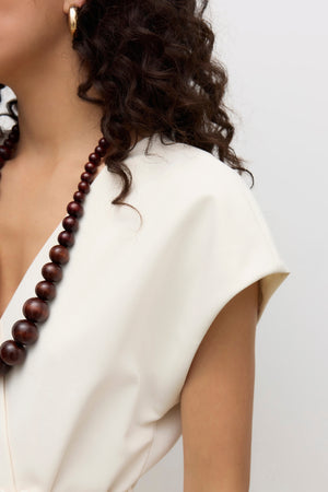 Vannah Midi-Weste mit V-Ausschnitt – Birke