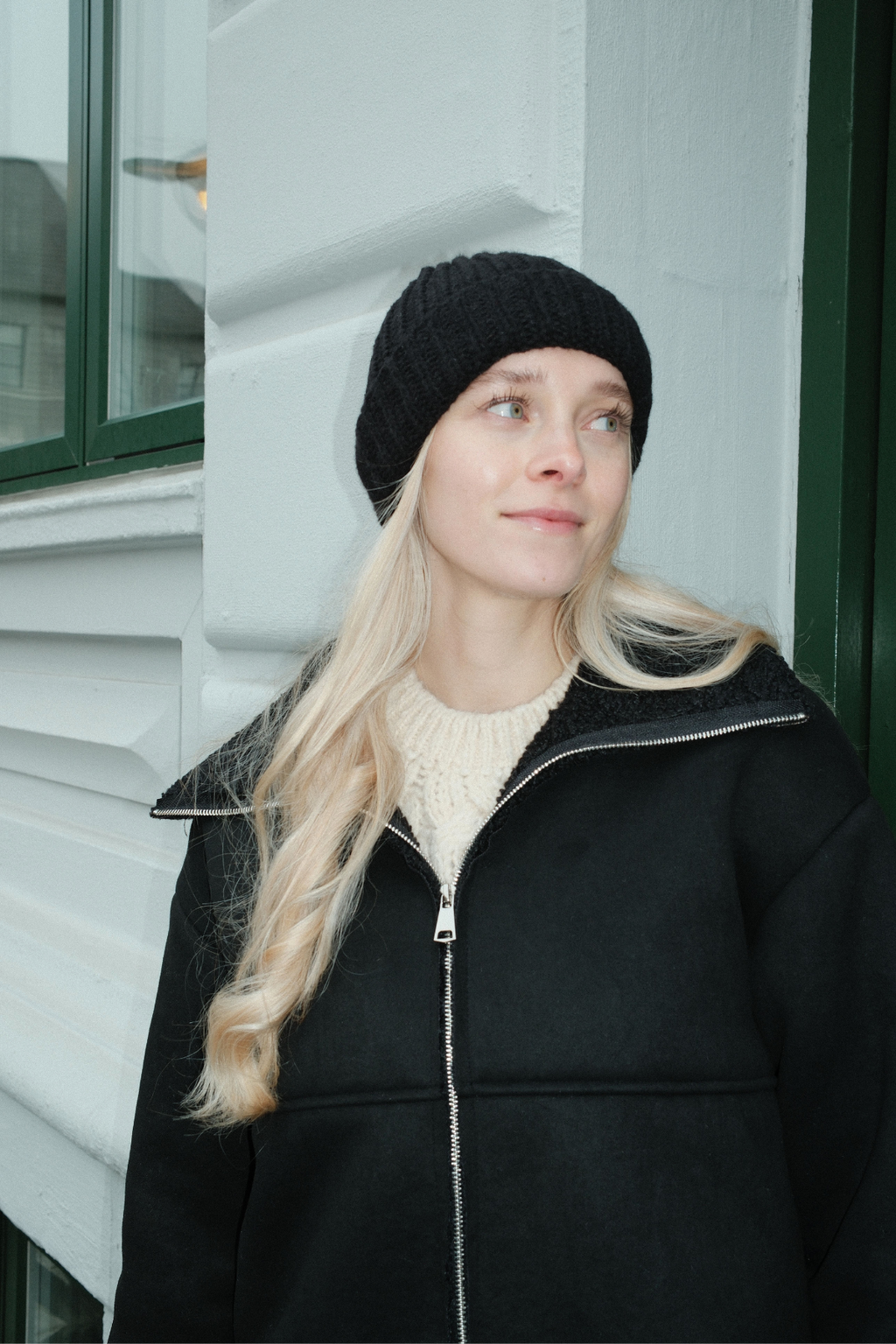 Rippen Mütze - Schwarz