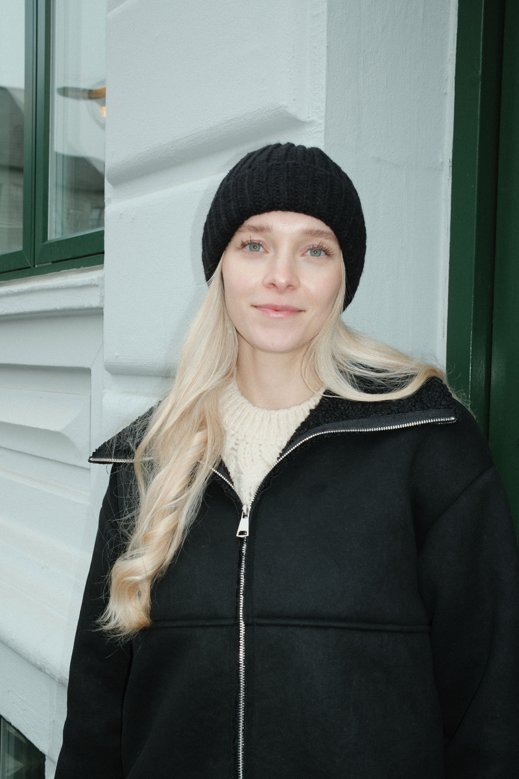 Rippen Mütze - Schwarz