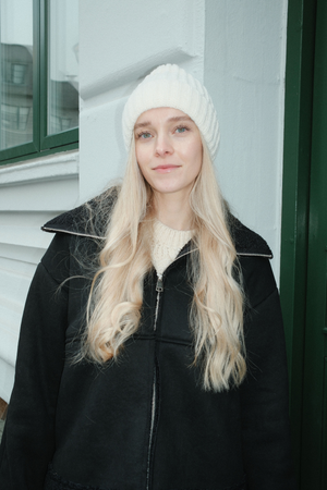 Gerippte Mütze - leichtes Beige