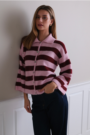 Josie Polo Knit – Rosa/Burgund