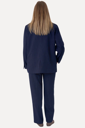 Oversized Blazer - Navy Nadelstreifen