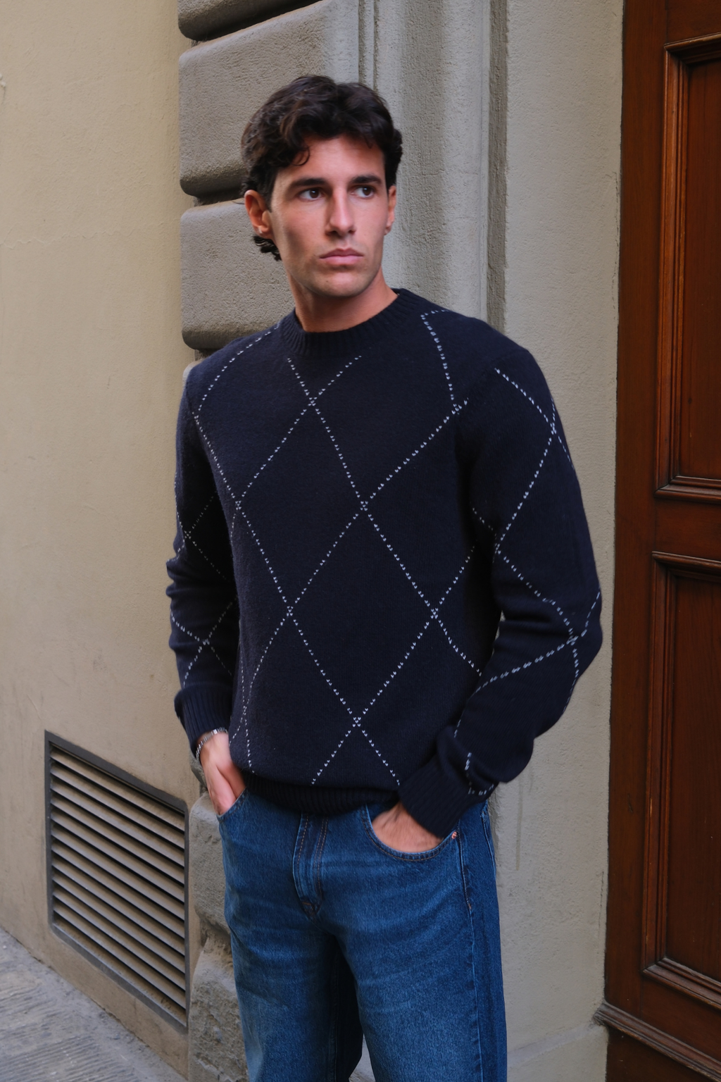 Isaac Wool Strick - dunkle Marine