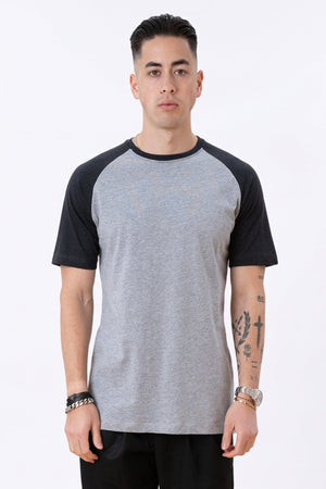 Basic Raglan T-Shirt-Schwarzlichtgrau