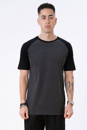 Basic Raglan T-Shirt-Schwarz-Darkgrau