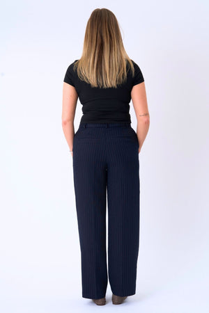 Klassischer Anzug Pants - Navy Nadelstreifen