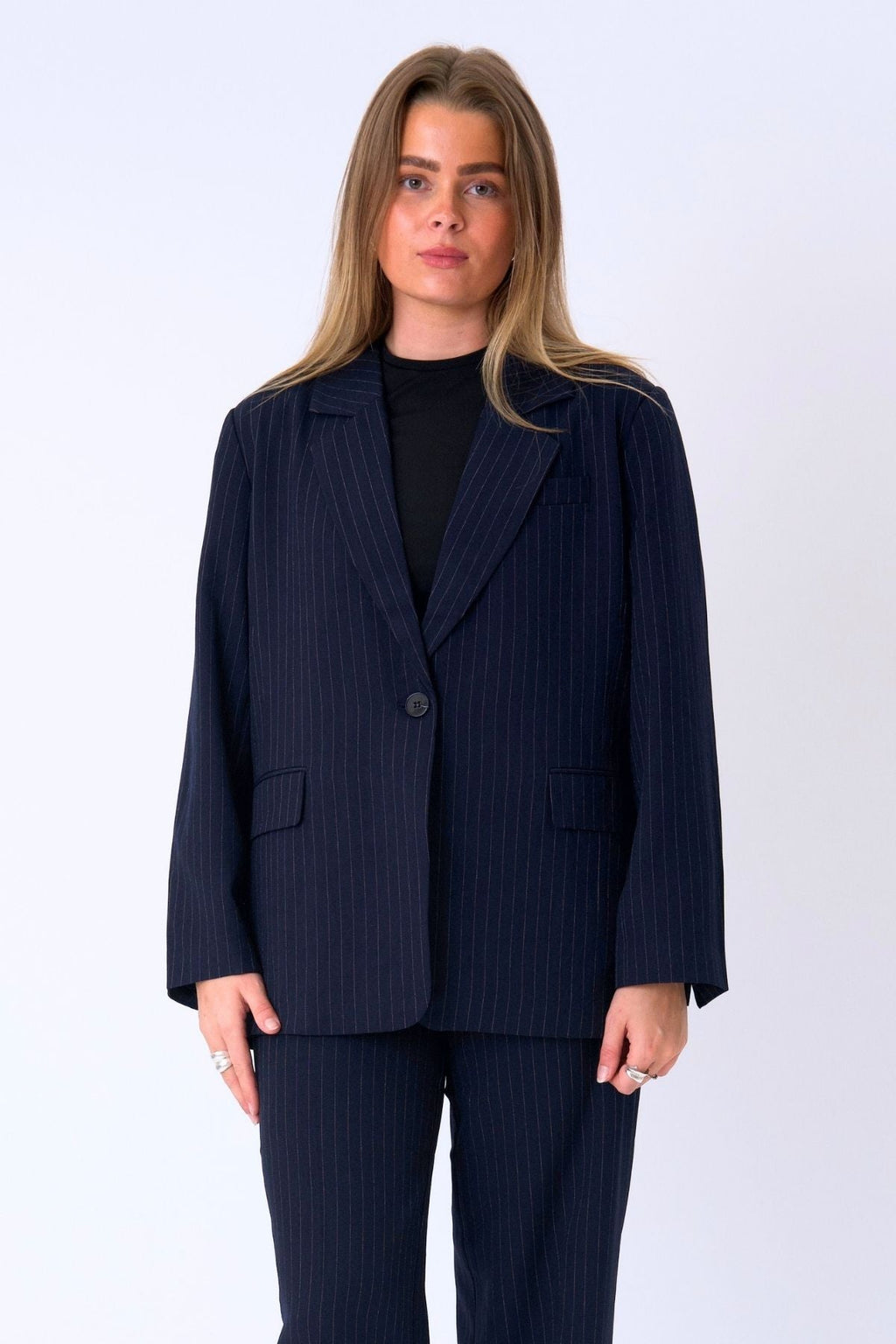 Oversized Blazer - Navy Nadelstreifen