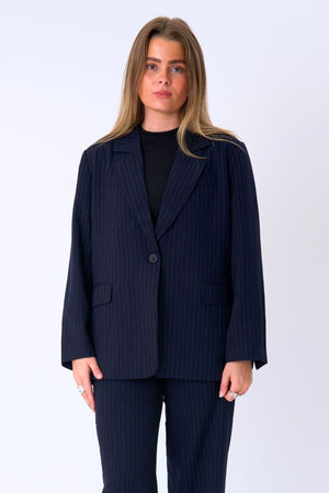 Oversized Blazer - Navy Nadelstreifen