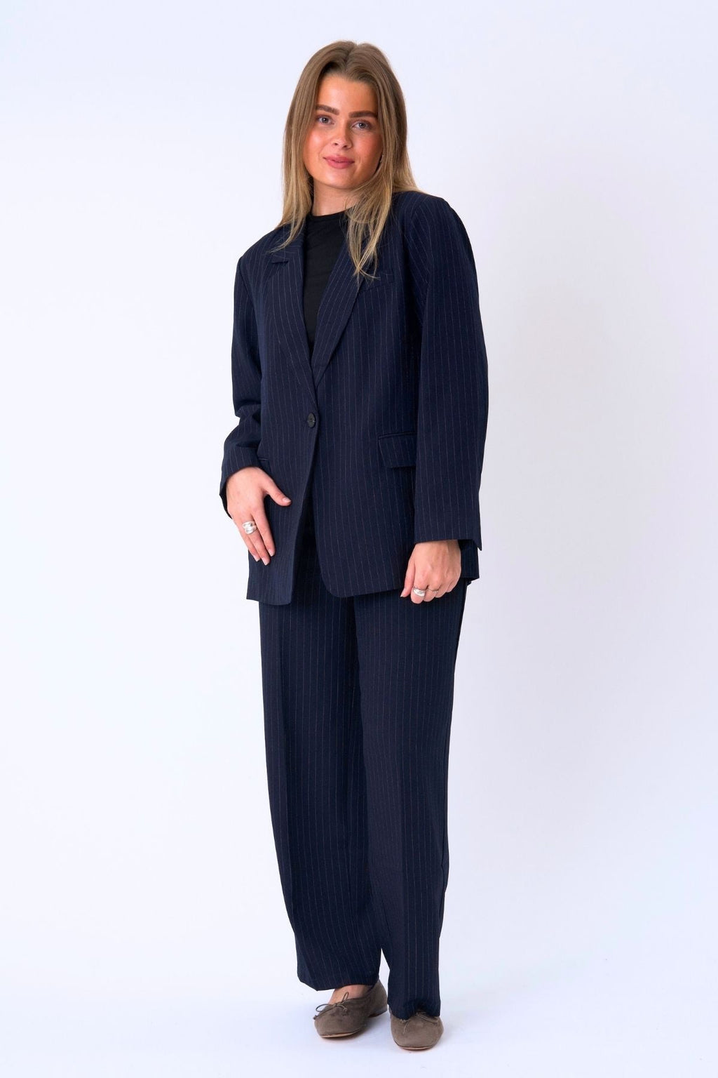 Oversized Blazer - Navy Nadelstreifen