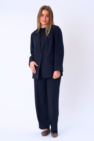Oversized Blazer - Navy Nadelstreifen