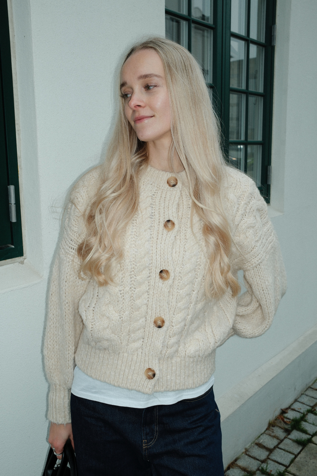 Knopfstrick – Weiß