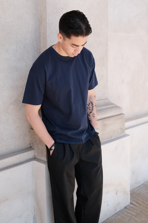 Kastenförmiges T-Shirt – Marineblau