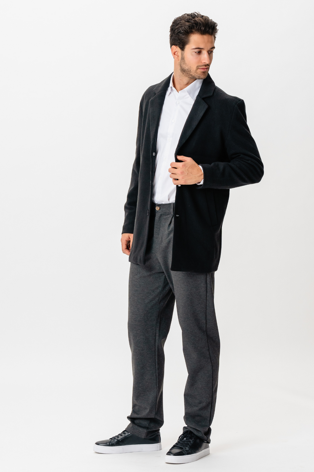 Klassischer Mantel - Schwarz