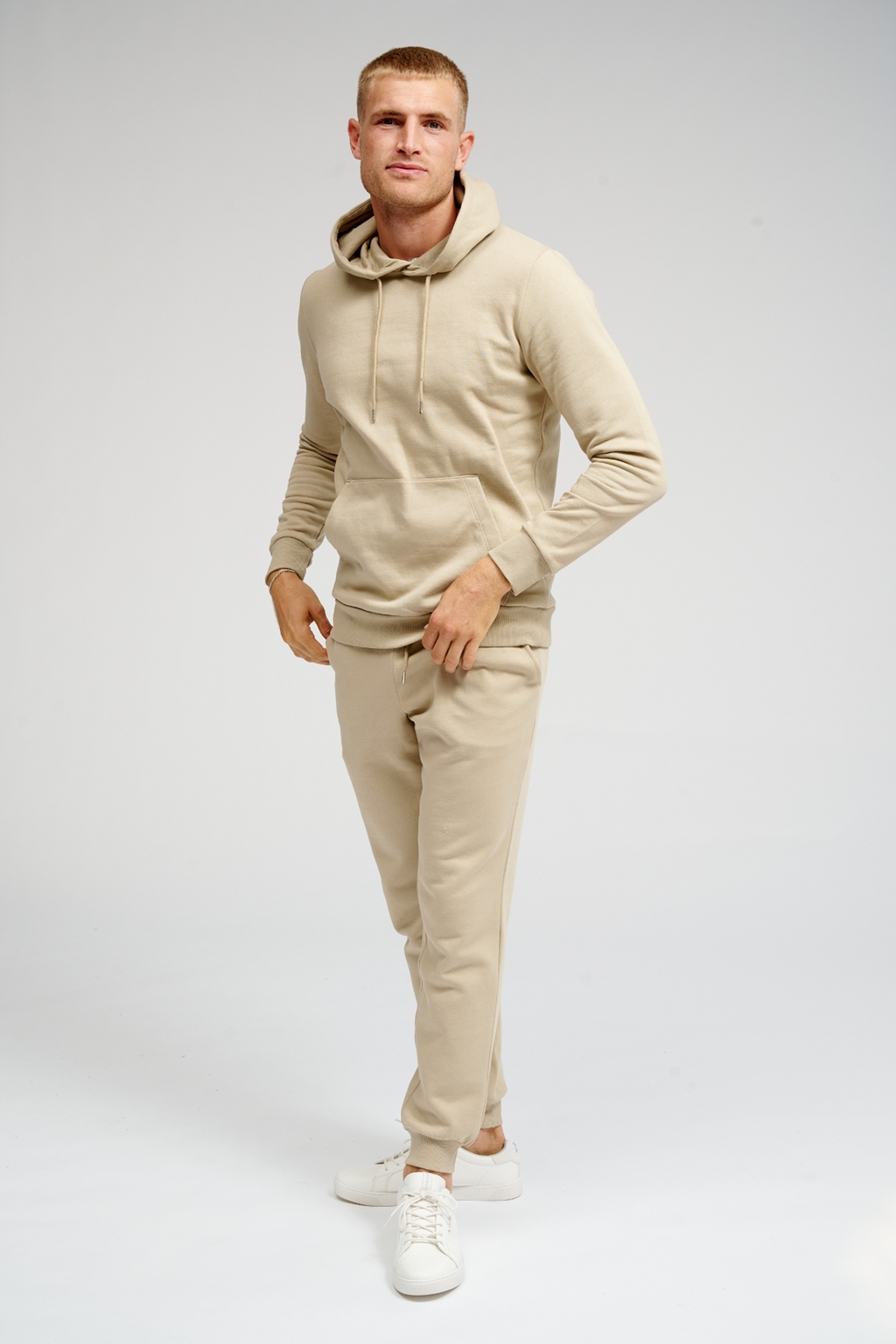 Basic Hoodie Sweat - dunkles Beige